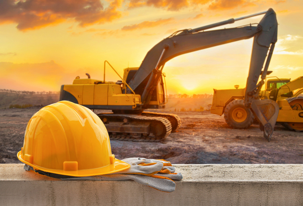 yellow hard hat construction site